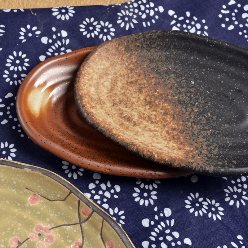 Овальная тарелка для суши японская керамическая костяной посуды закуска набор