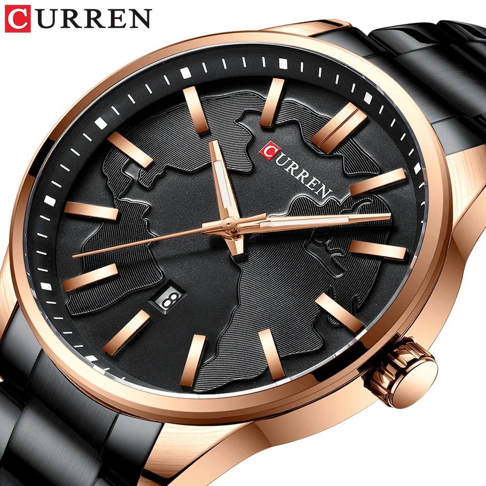 CURREN Fashion Business Watches Men Creative Design Dial Quartz Watch Stainless Steel Band Wristwatch Relogio Masculino afbeelding