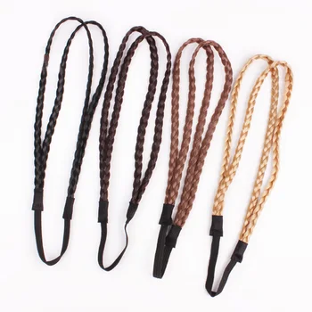 

Fashion New Simulation Synthetic Hair Plaited Headband Elastic Hair Band Double Braided Headwear Hair Styling Accessories
