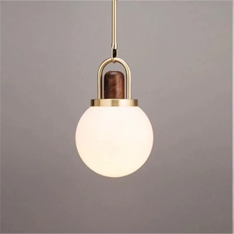 

Nordic Post-modern Creative Wooden Coffee Shop Bedroom Bedside Restaurant Living Room Personality Glass Ball Pendant Light