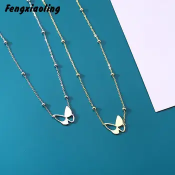 

Fengxiaoling New Fashion 100% Genuine 925 Sterling Silver Exquisite Butterfly Pendant Necklaces For Women Fashion Party Jewelry