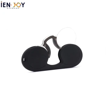 

IENJOY Reading Glasses Men Eyeglasses Reading Mini Nose Clip Reading Glasses for Women Portable Rimless Glasses with Case 1.5