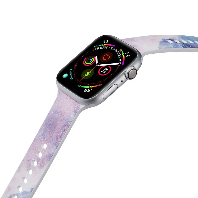 006 Спортивный мягкий силиконовый ремешок для Apple Watch 38 мм 42 мм 40 мм 44 мм браслет для iWatch серии 5 4 3 2 1 рисунок Фламинго ремешок - Цвет ремешка: 006
