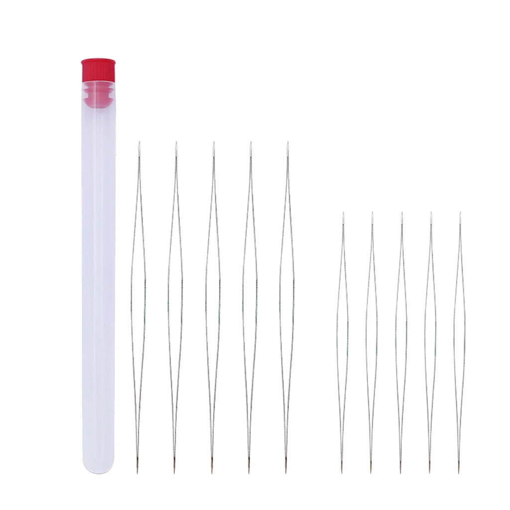 10 Pieces Stainless Steel Beading Needles Big Eye Craft Hand Sewing Needles ( 2 Sizes) with Needle Bottle, Easy to Thread