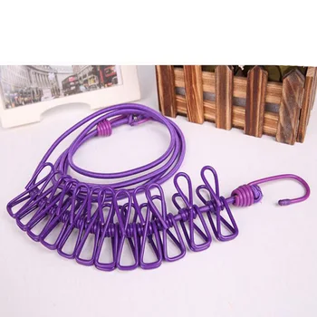 

12 Clips Outdoor Clothesline Protable Foldable Windproof Hanger Drying Rack Travel Hanging Rope Clothespins Household Tools