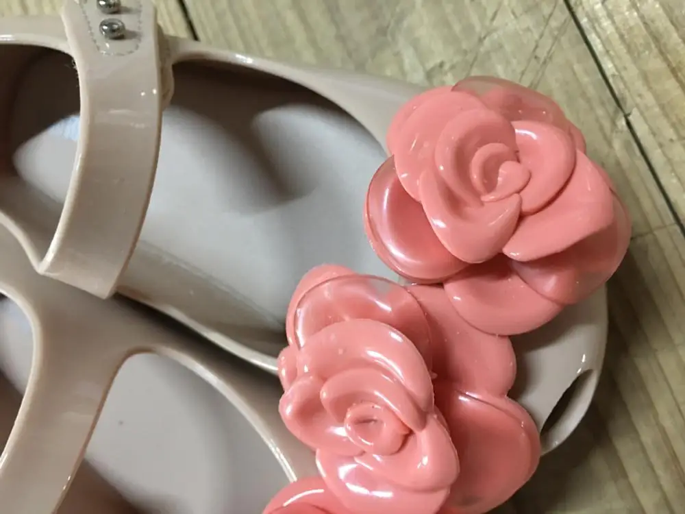 Mini Melissa/Новинка года; детские пластиковые туфли для девочек с розами; модные пляжные сандалии Melissa; обувь для маленьких девочек; SH19087 - Цвет: apricot