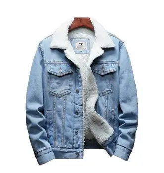 

winter Men Jacket And Coat Warm Fleece Denim Jacket Fashion Mens Jean Jackets Outwear Male Cowboy Plus Size 6XL