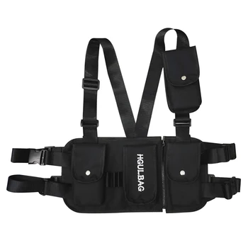 

Unisex Belt Chest Bag Fashion Harness Streetwear Daily Multi Pockets Outdoor Button Closure Adjustable Multifunctional Hip Hop