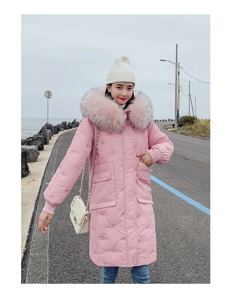Длинные пальто большой меховой воротник парка женские s куртки 2019 Новое поступление модные женские зимние куртки с хлопковой подкладкой