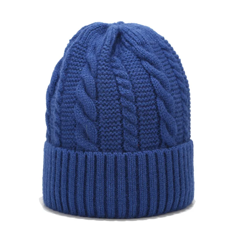 Новинка, женская осенняя и зимняя вязаная шапка, женская зимняя уличная теплая шерстяная шапка, мужская шапка Skullies& Beanies - Цвет: Синий