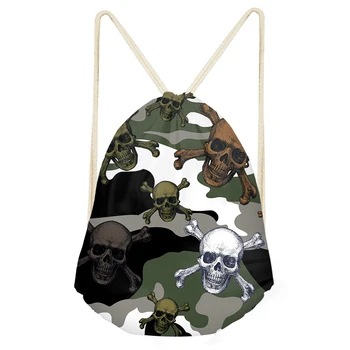 

WHEREISART Fashion Boys Schoolbag Cool Skull Print Rucksack 3D Camo Punk School Bags For Men Travel Book Backpack Wholesale