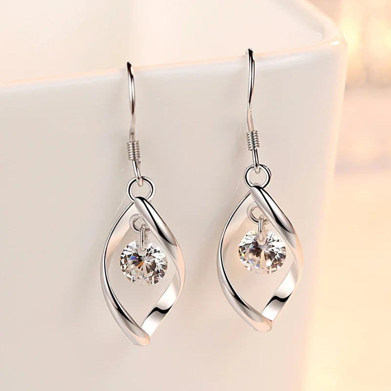 Fashion Earrings Silver Plated Korean Zircon Drop For Women Earing Jewelry Tassel Earring Spin Dangle Earings O209 | Украшения и