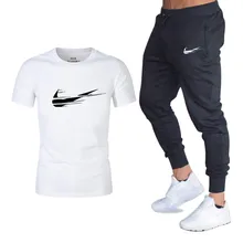 Brand 2019 new men's short-sleeved casual T-shirt suit suit fashion gradient printing round neck cotton summer men's sports suit Brand 2019 new men's short-sleeved casual T-shirt suit suit fashion gradient printing round neck cotton summer men's sports suit