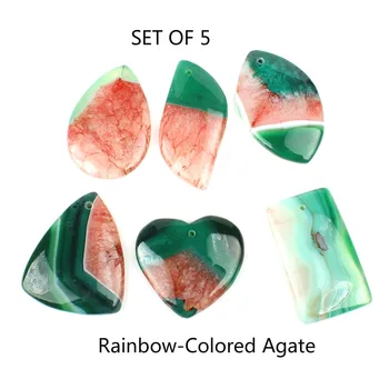 

5pcs/bag Natural stone agate pendant Colorful geometric pendant Irregular pendant Handmade DIY necklace bracelet accessories