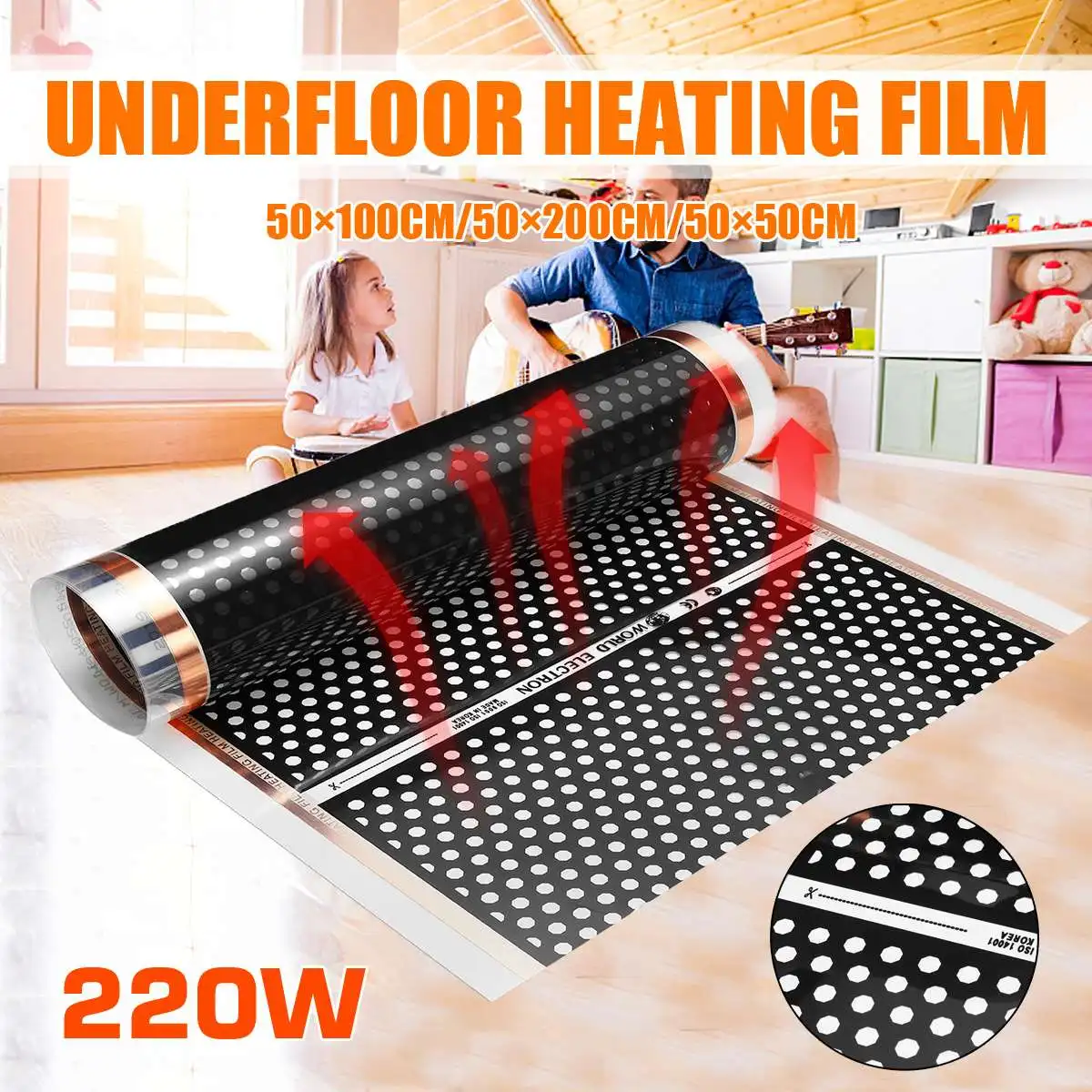 50cm Underfloor Infrared Heater Electric Floor Heating Film Floor
