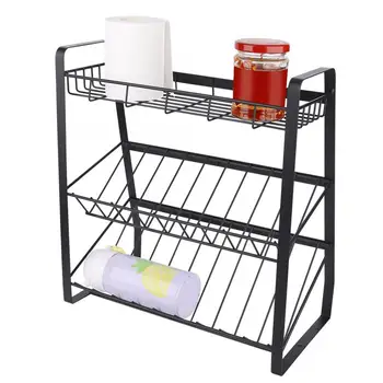

3-layer Multifunction Kitchen Spice Storage Rack Shelf Black Color Jar Rack Holder Organizer Kitchen Tool
