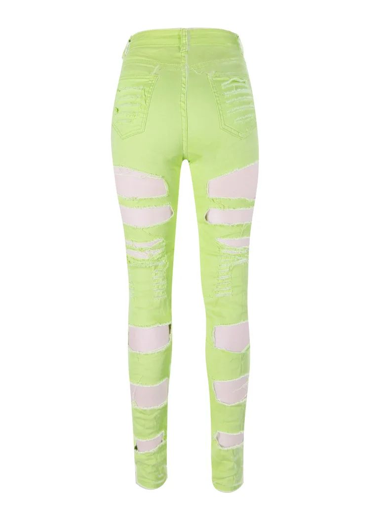 Ripped Jeans untuk Wanita Denim Merah 
