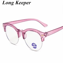 Розовый Классический полуоправы анти синий светильник очки дети круглые оправы для очков компьютер мальчики девочки оптические очки UV400