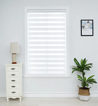 

Zebra Blinds Horizontal Window Shade Double Layer Roller Blinds Window Custom Cut to Size White Color Curtains for Living Room