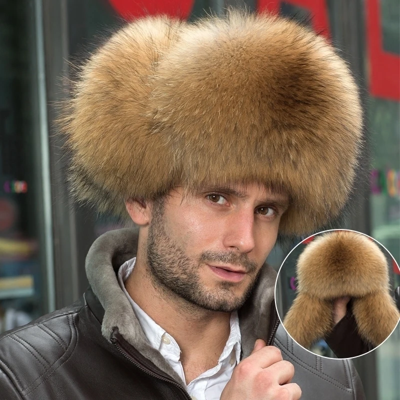 CAMEL Горячая Акция, высококачественные модные зимние шапки высокого качества, теплые, скидка, распродажа, натуральная шерсть из енота, лисы, удобная мужская зимняя шапка - Цвет: CAMEL