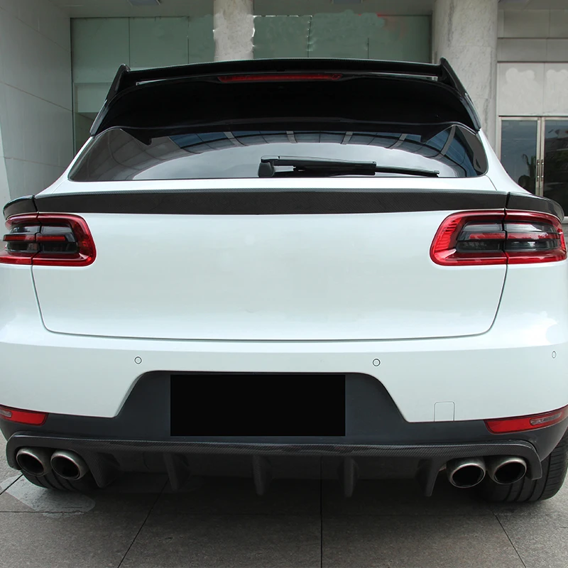 Для Porsche Macan углеродное волокно Средний Спойлер 3 шт. глянцевая отделка задний сплиттер волокно Bootlid крыло губы багажник часть