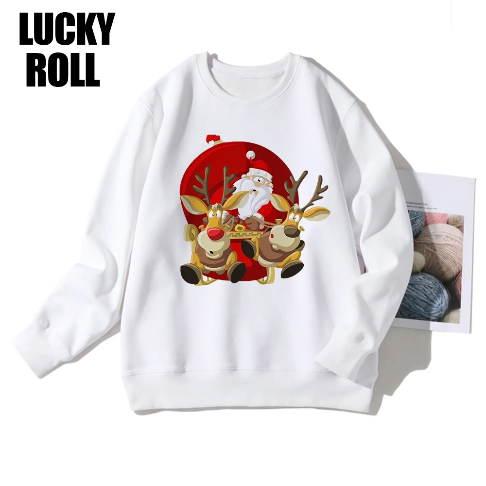 

LUCKYROLL Merry Christmas White Hoodie Women 2020 Stylish Happy Young Woman New Fashion Streetwear Autumn Winter New Arrivals