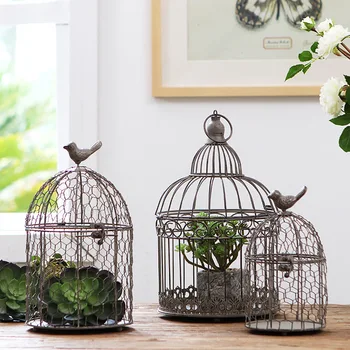 

European retro bird cage wrought iron decoration home living room decoration window display birdcage decorative