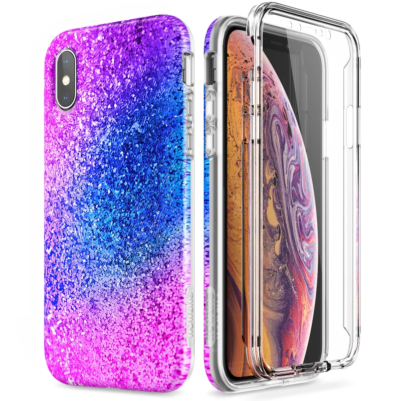 Soft Case for iPhone 8 7 Plus 360 2 in 1 Shockproof Bumper Cover with Built-in Screen Protector XR X XS Max |