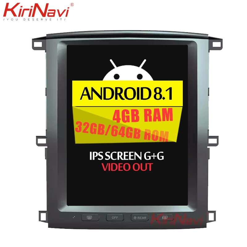 KiriNavi вертикальный Экран Тесла Стиль 12,1 Inch android 6,0 автомобилей Радио для Toyota Land Cruiser LC100 gps навигации WI-FI 2003-2007