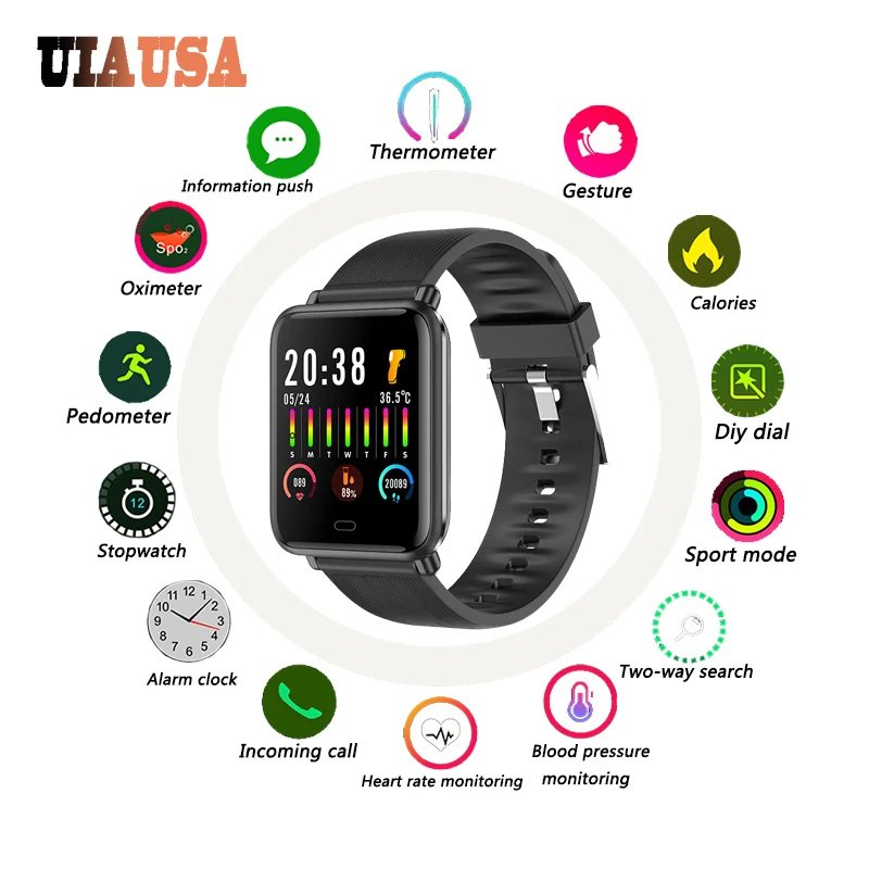 UIAUSA P8 1.3 Inch HD Touch Screen Smart Watch Men's Fitness Tracker Blood Pressure Smart Clock Ladies GTS Smart Watch for Xiaom