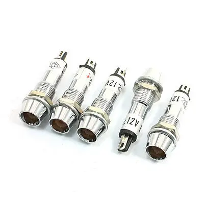 

5 Pcs Panel Mounting Yellow Light Indication LED Signal Lamp DC 12V