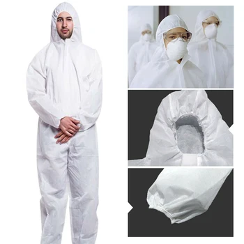 

Petroleum Industry Non Woven Full Protection Factory Breathable Safety Clothing Tear Resistant With Hood Disposable Coverall