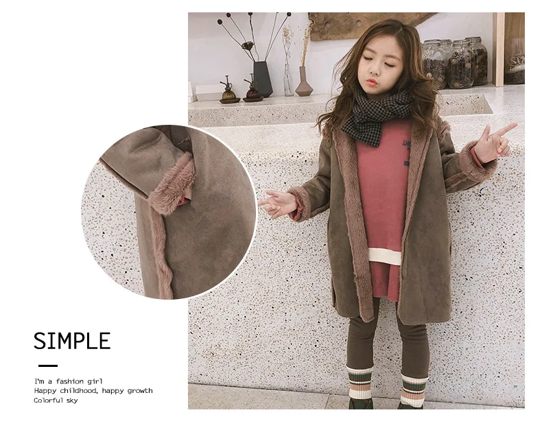 Зимняя детская одежда новое корейское пальто для девочек модная шерстяная верхняя одежда