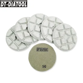 

DT-DIATOOL 6pcs/set 100mm/4" Diamond Resin Bond Concrete Sanding Disc Floor Renew Polishing Pads Repairing Concrete Cement Floor