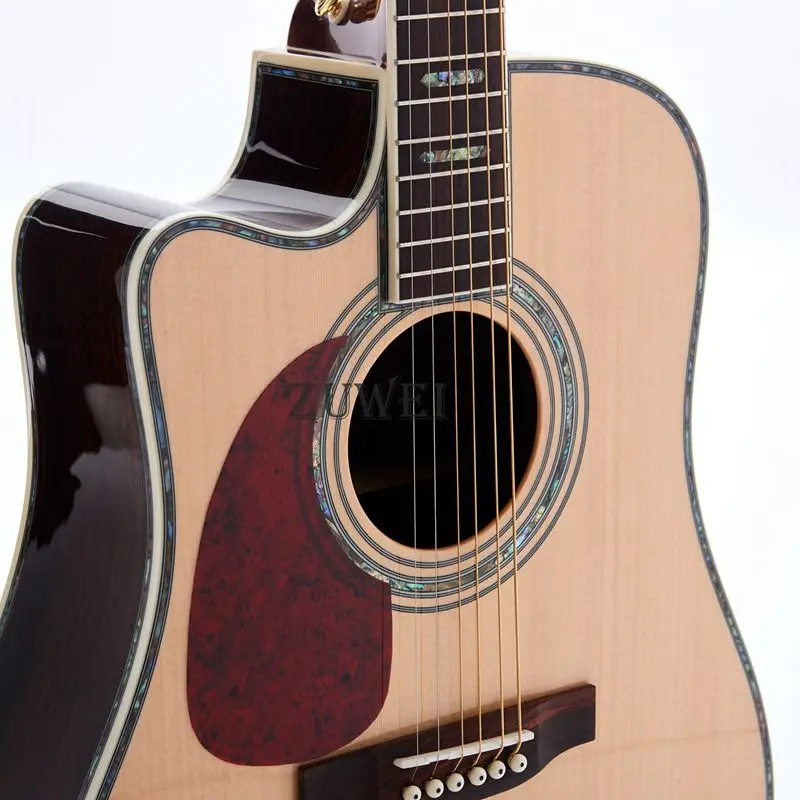 Высокое качество Cutway 45E Акустическая гитара Fishman пикапы Массив ели Топ Grover тюнер