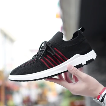 

2020 Fashion Mesh Men Casual Shoes Breathable Lightweight Comfortable Lace-up Shoes Male Sneakers Walking High Quality Footwear