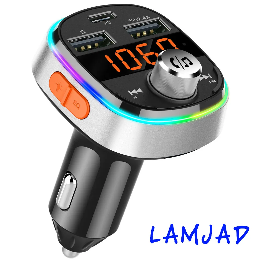 

Car FM Transmitter PD 3.0 Quick Charge Wireless Bluetooth Stereo Dual USB U Disk TF Card Reader MP3 Player Audio Colorful Flash