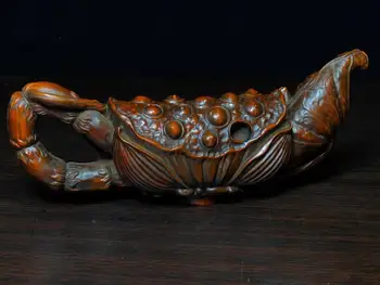 

wedding decoration Chinese Boxwood Seikos Wood Carving Lotus Kettle statue Lotus Carving Pot Ornamental