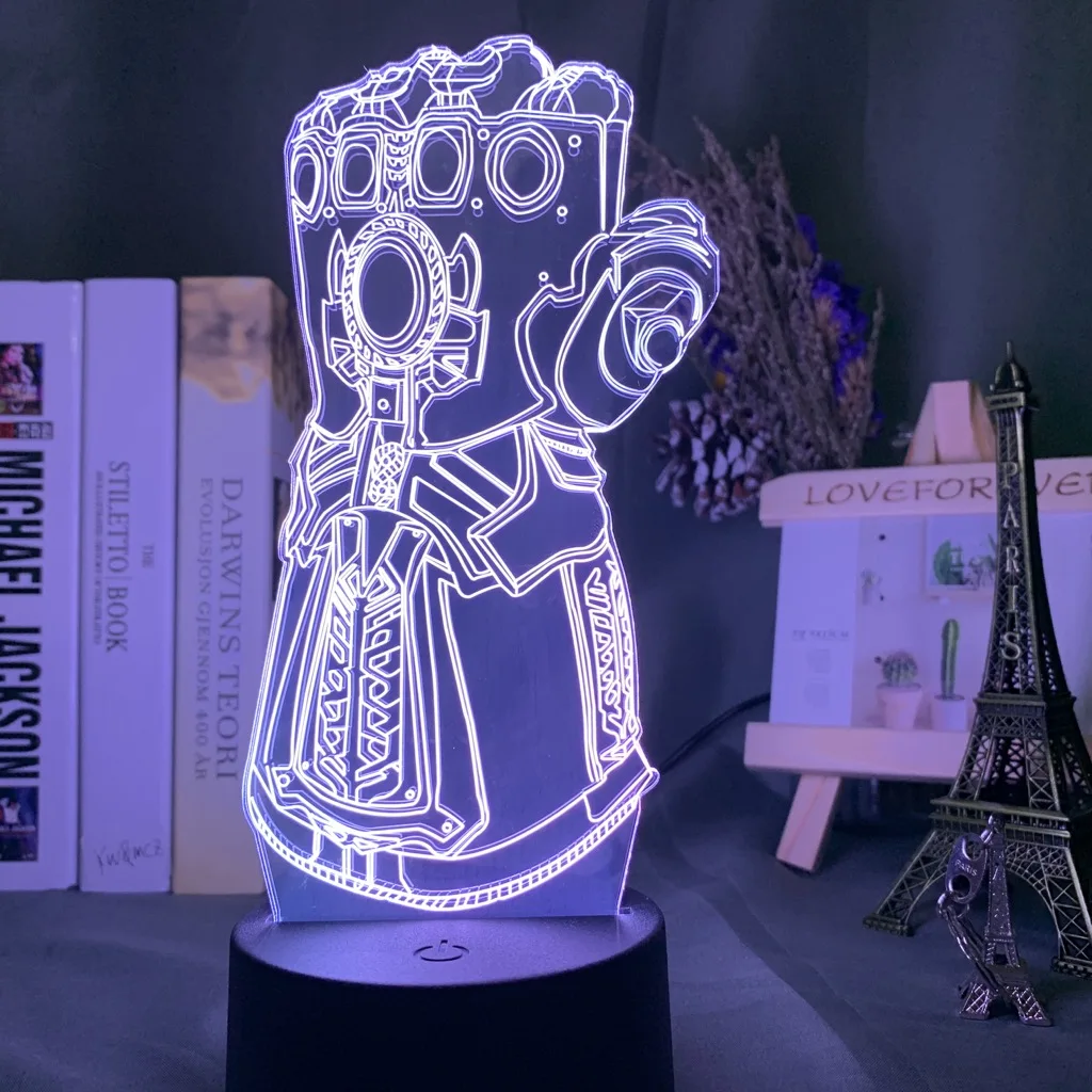 Marvel танос Бесконечность перчатку 3d светодиодный ночной Светильник для детей Спальня декоративный ночной Светильник лучший подарок для детской комнаты настольная лампа 3d лампа