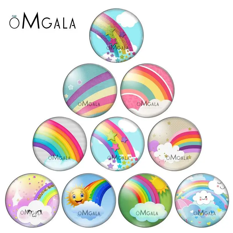 

Colorful Rainbow Patterns 10pcs 8mm/10mm12mm/18mm/20mm/25mm Round photo glass cabochon demo flat back Making findings