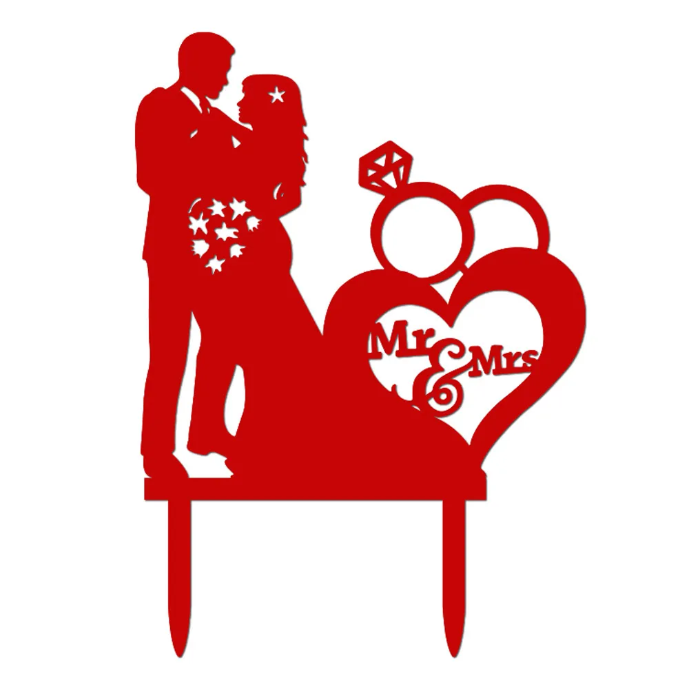 WTX70316489RD Hot sale on New Wedding Cake Topper Insert Card Love Groom And Bride Acrylic Cake Decoration 10.16 - Цвет: WTX70316489RD