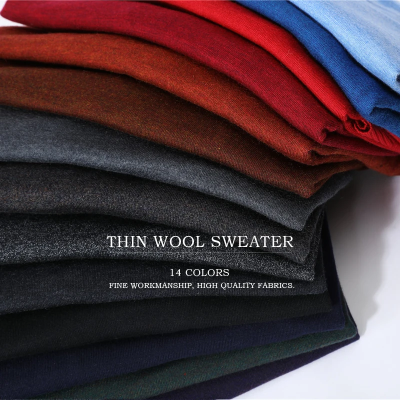 Jersey de punto para hombre, jersey de Cachemira de 14 colores, informal, de negocios, con cuello en V, delgado, para Otoño e Invierno