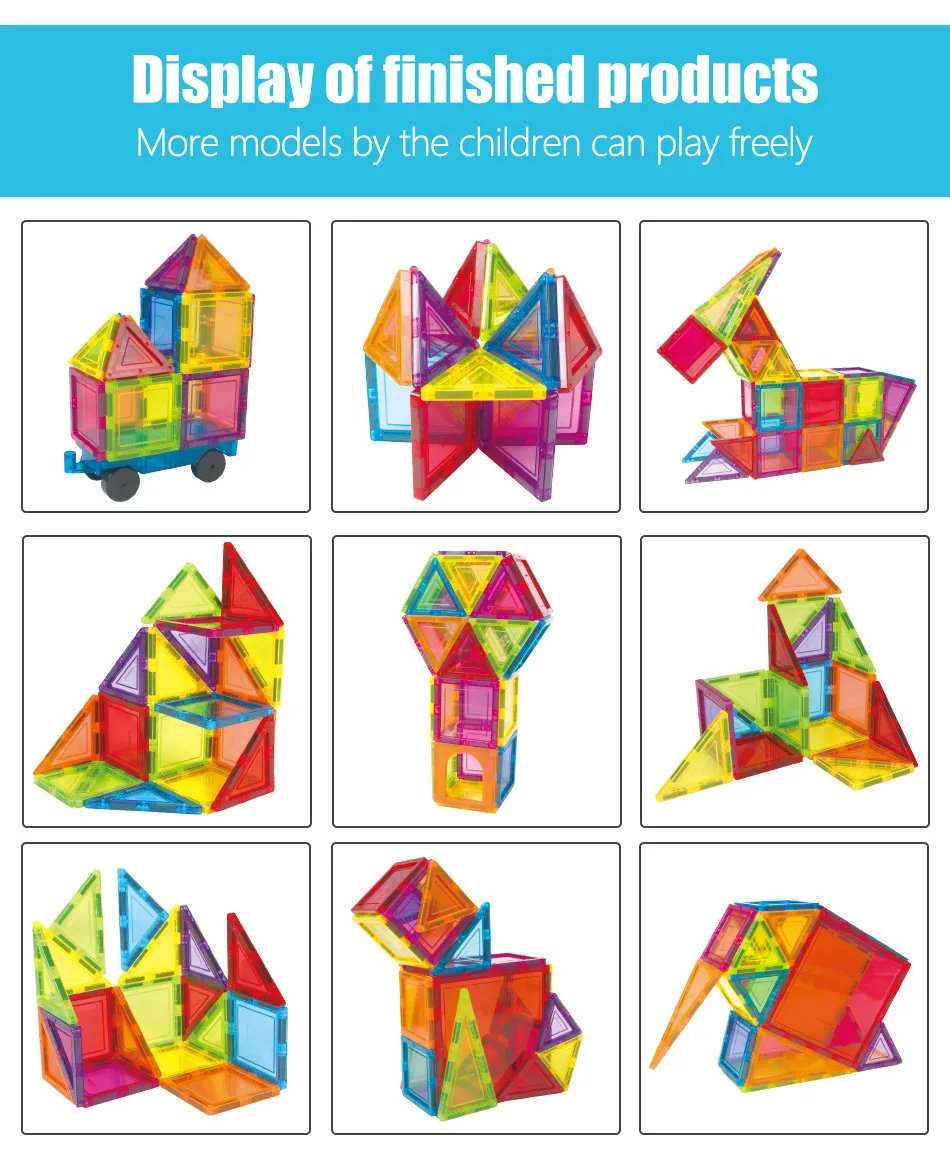 18-56 шт., большой размер, прозрачный Магнитный конструктор, строительные игрушки, твердые 3D магниты, магнитные блоки, игрушки для детей