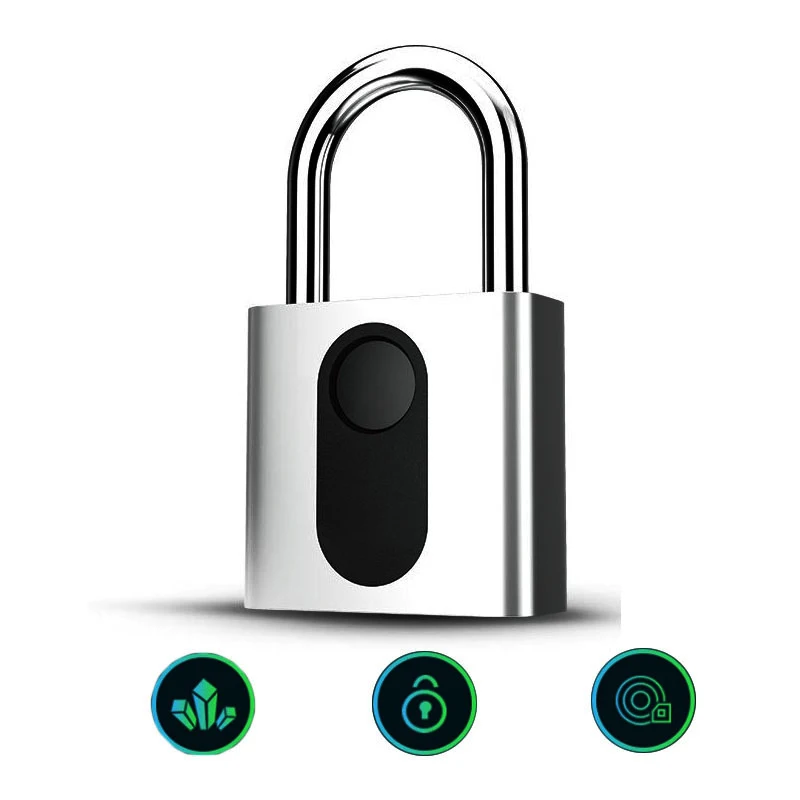 Умный Замок с отпечатком пальца рюкзак с отпечатком пальца Nokelock Masterlock Cerradura Gate Masterlock Inteligente Fingerprint Padlock - Цвет: sliver