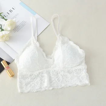 

Comfortable New Fashion Sexy Floral Tank Tops Sexy Lingerie Female Padded Wire Free Bra Tube Top Lace Bralette Tube Top Women