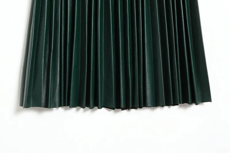 New PU Skirts women faux leather pleated skirt solid fashion Chinese wind autumn and winter fashion umbrella vestidos GZJX8308