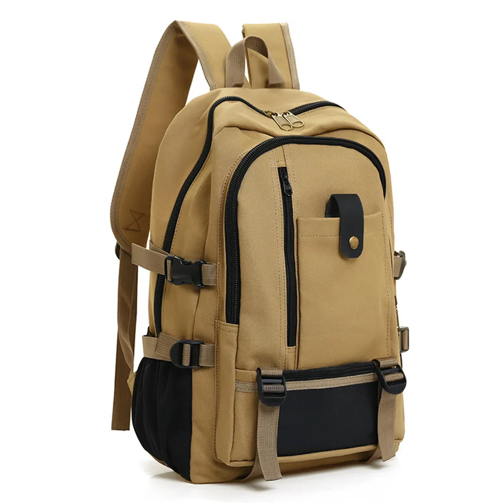 Anti Theft Men Canvas Backpack Vintage Satchel Rucksack School Travel Shoulder Bag Waterproof Large Capacity Laptop Backpack#09