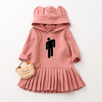 

Billie Eilish Girls Spring Autumn Winter Long Sleeve Dress Kids Baby Hoodie Shape Girl Clothes Pleated Dresses Cute Ear Hats New
