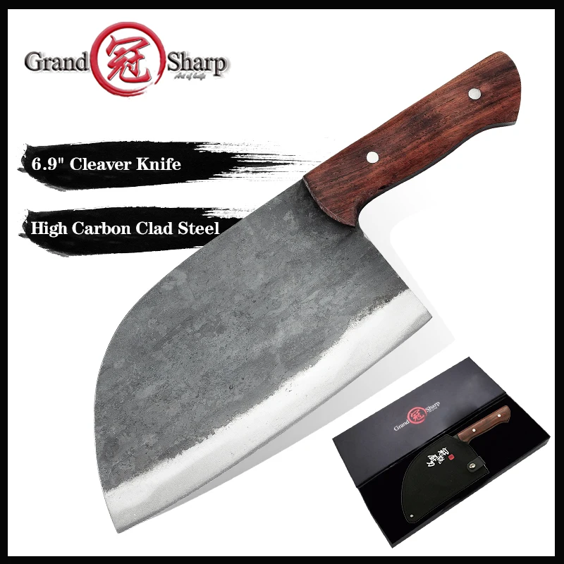 Grandsharp Handmade Chinese Cleaver Butcher Kitchen Knife Full Tang