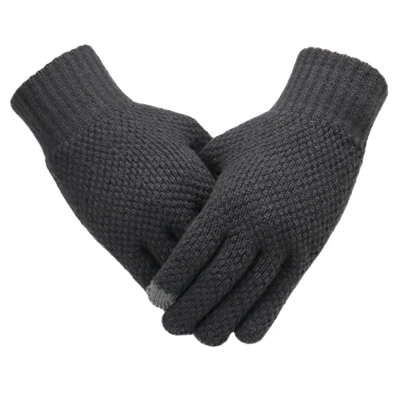 Men Knitted Gloves Touch Screen Thicken Warm Winter Autumn Business